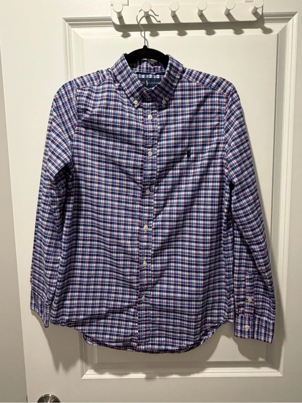 Boys Ralph Lauren Blue, White & Red Plaid Cotton Button-Down Shirt